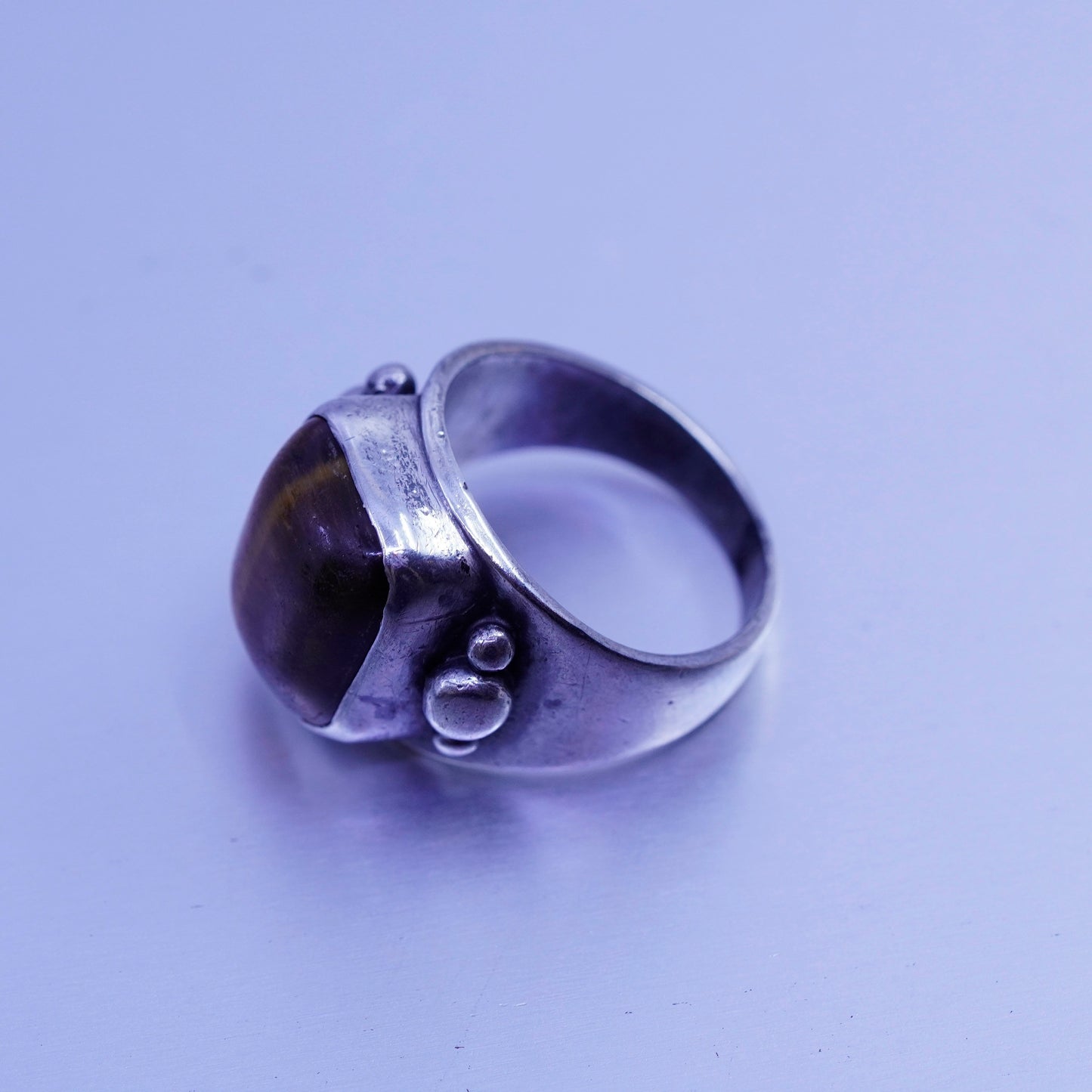 Size 6.75, vintage Sterling 925 silver handmade ring with golden tiger eye