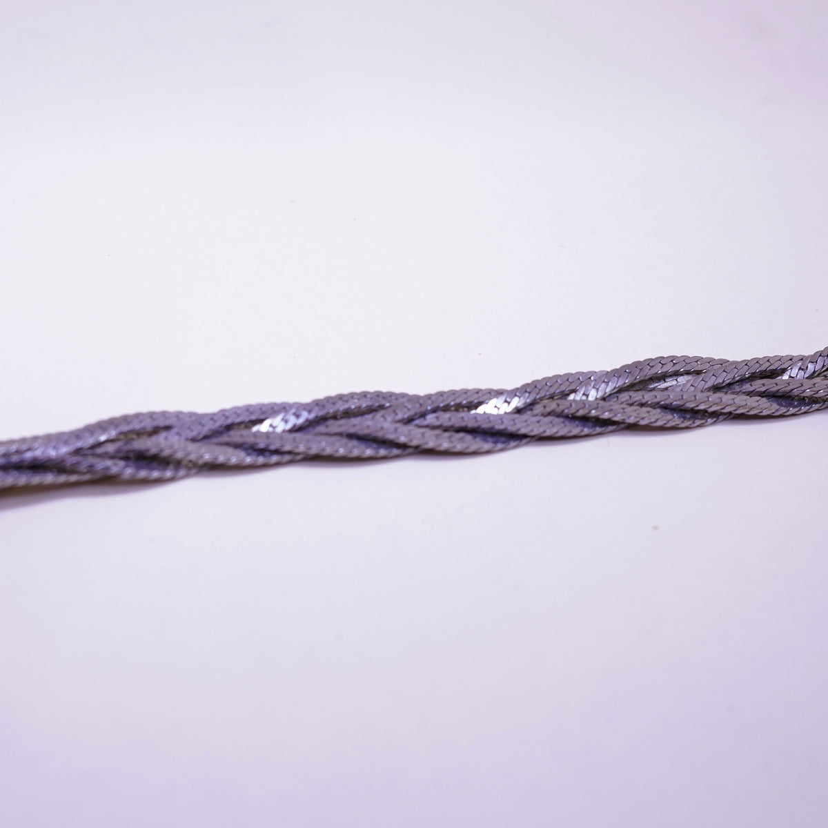 7.25”, sterling silver snake chain, woven herringbone bracelet, 925 Italy