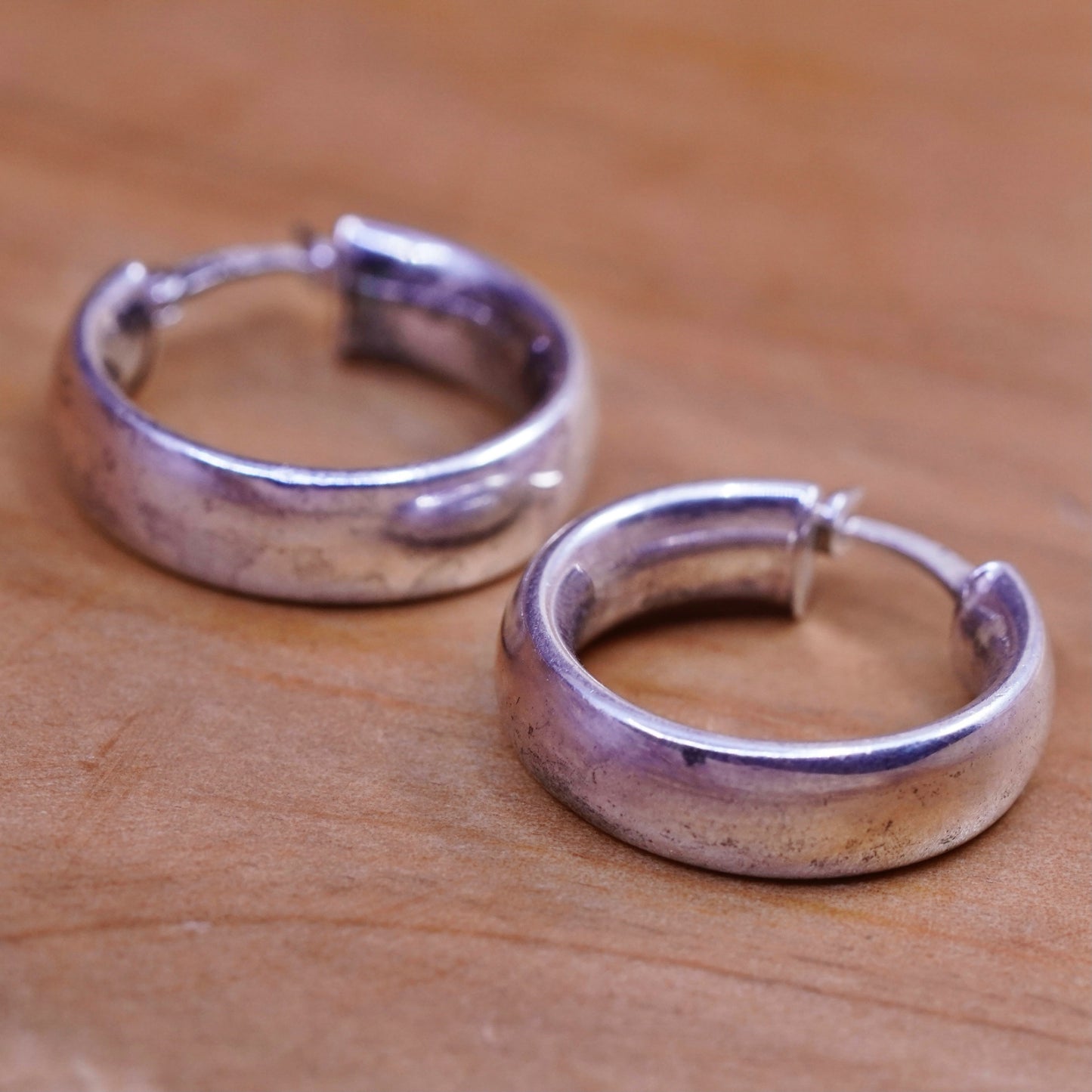 0.75”, vintage Sterling silver handmade earrings, 925 hoops
