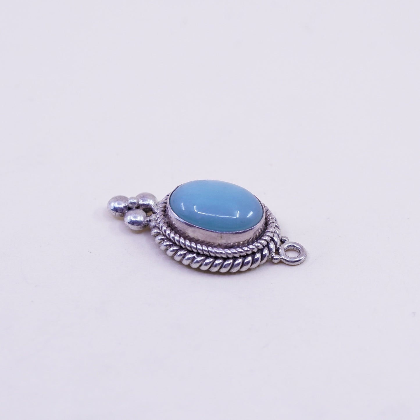 Vintage BA Suarti Sterling 925 Silver Handmade pendant w/ jade and cable around