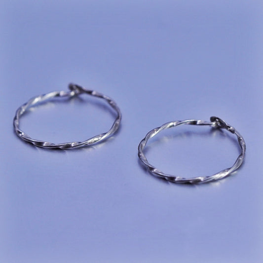 0.5”, vintage Sterling silver handmade earrings, twisted 925 hoops