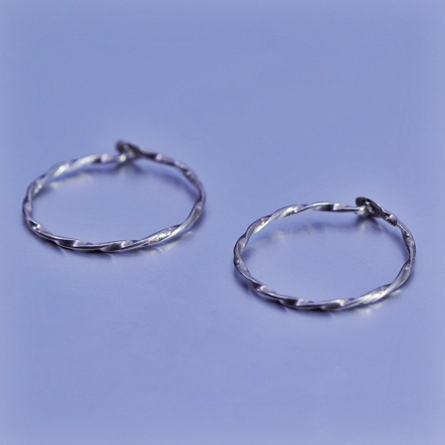 0.5”, vintage Sterling silver handmade earrings, twisted 925 hoops
