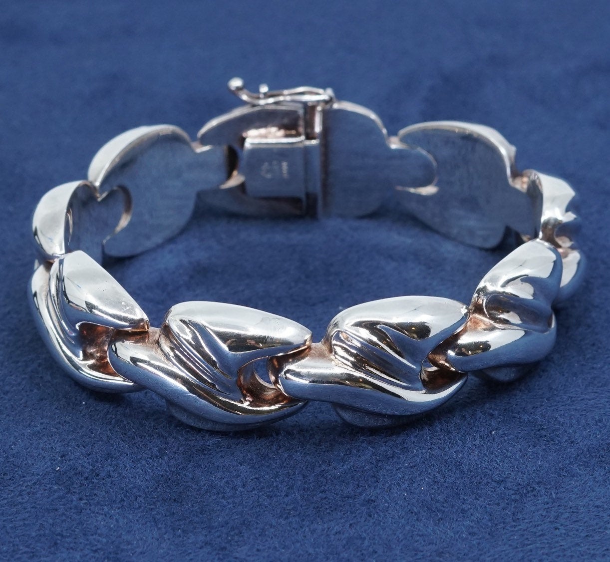 7", 16mm, vtg IBB Sterling silver handmade 925 puffy retro bracelet