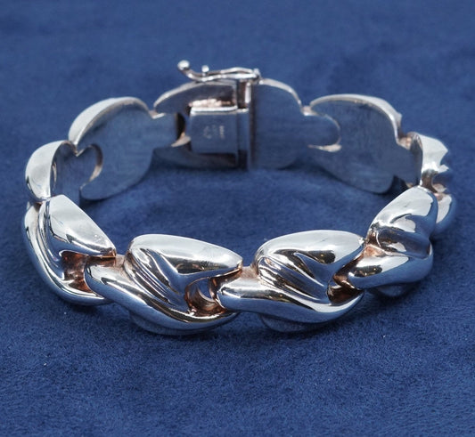 7", 16mm, vtg IBB Sterling silver handmade 925 puffy retro bracelet