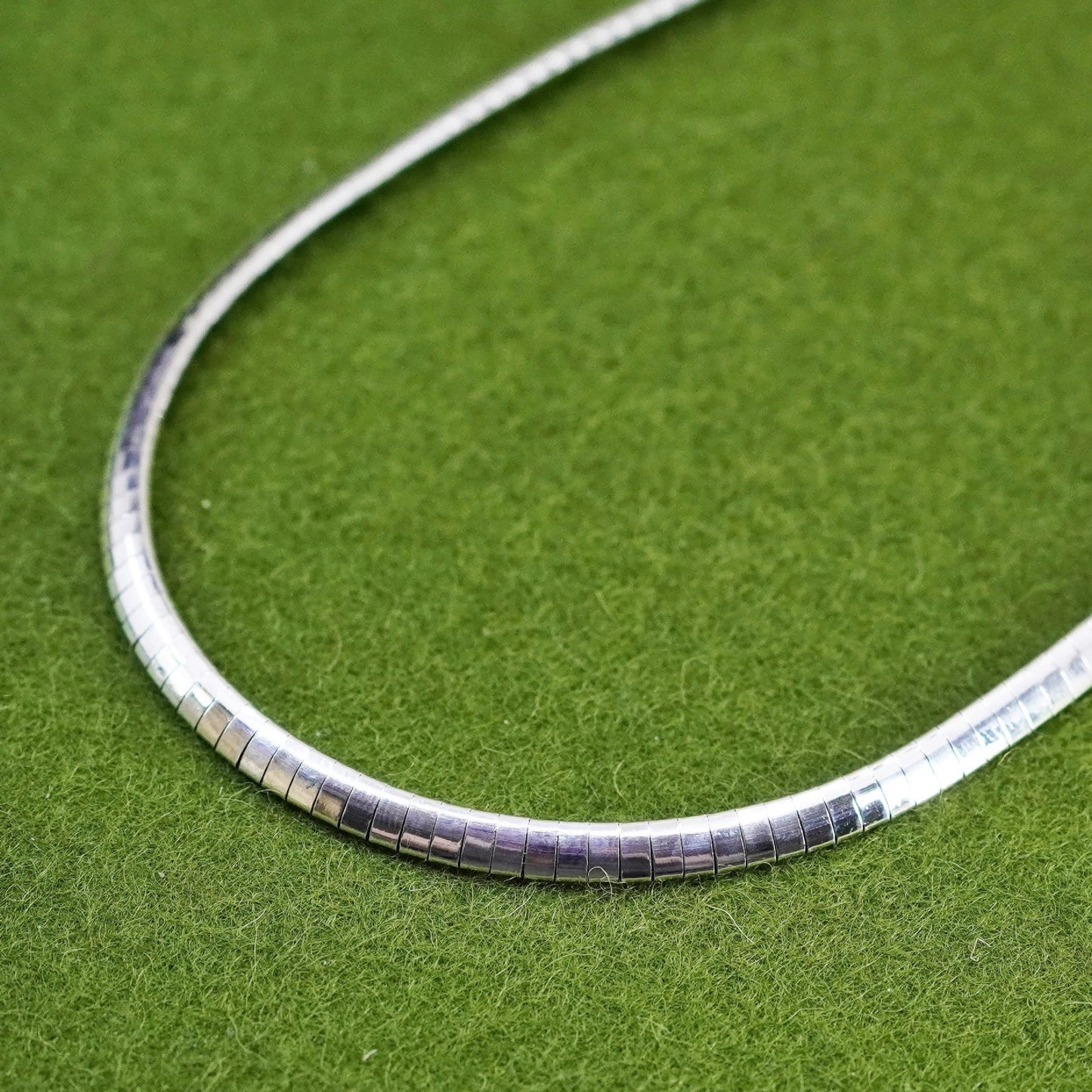 16”, 4mm, Vintage Italian sterling silver omega chain, bold 925 necklace