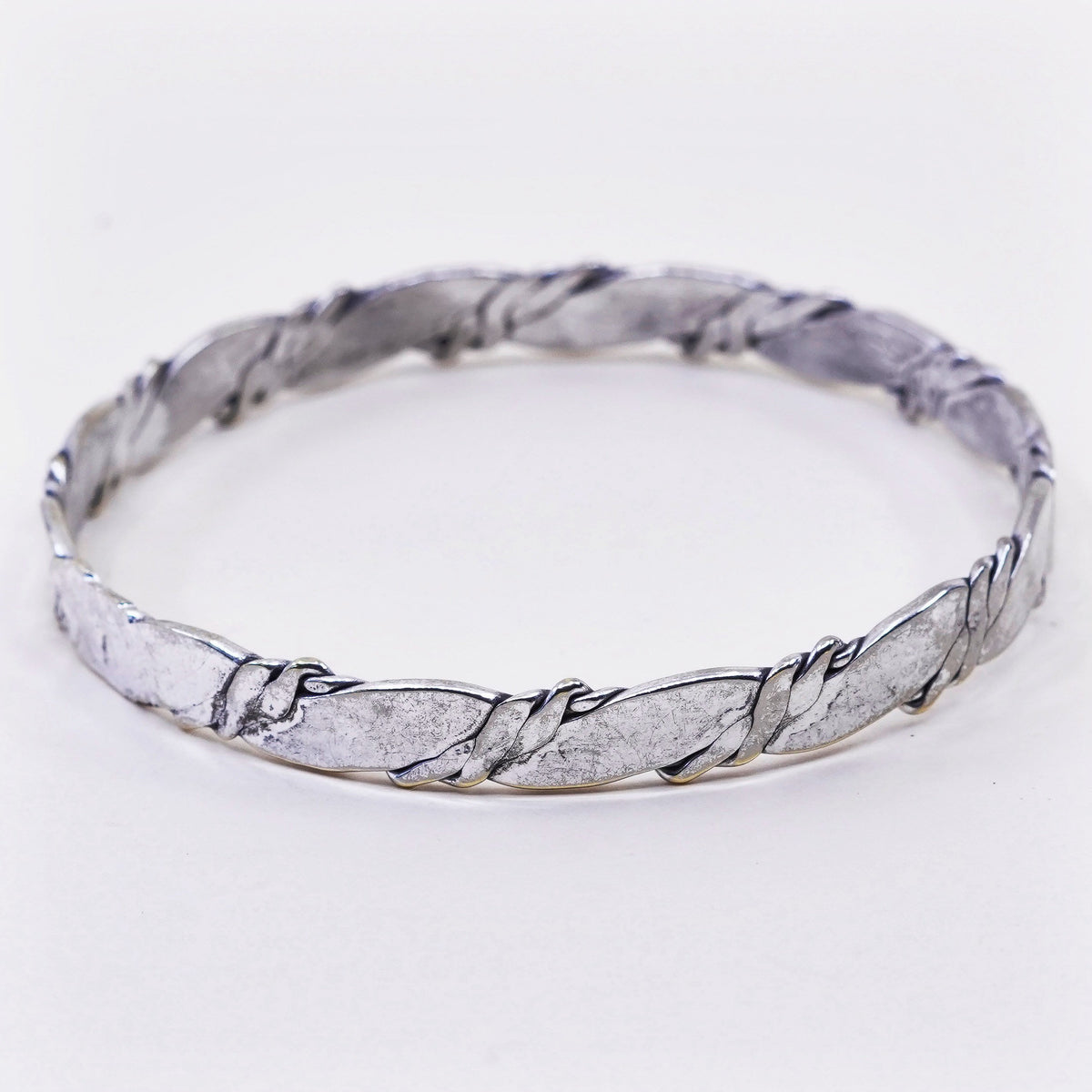 8”, Vintage sterling silver handmade bracelet, Mexico 925 cable bangle