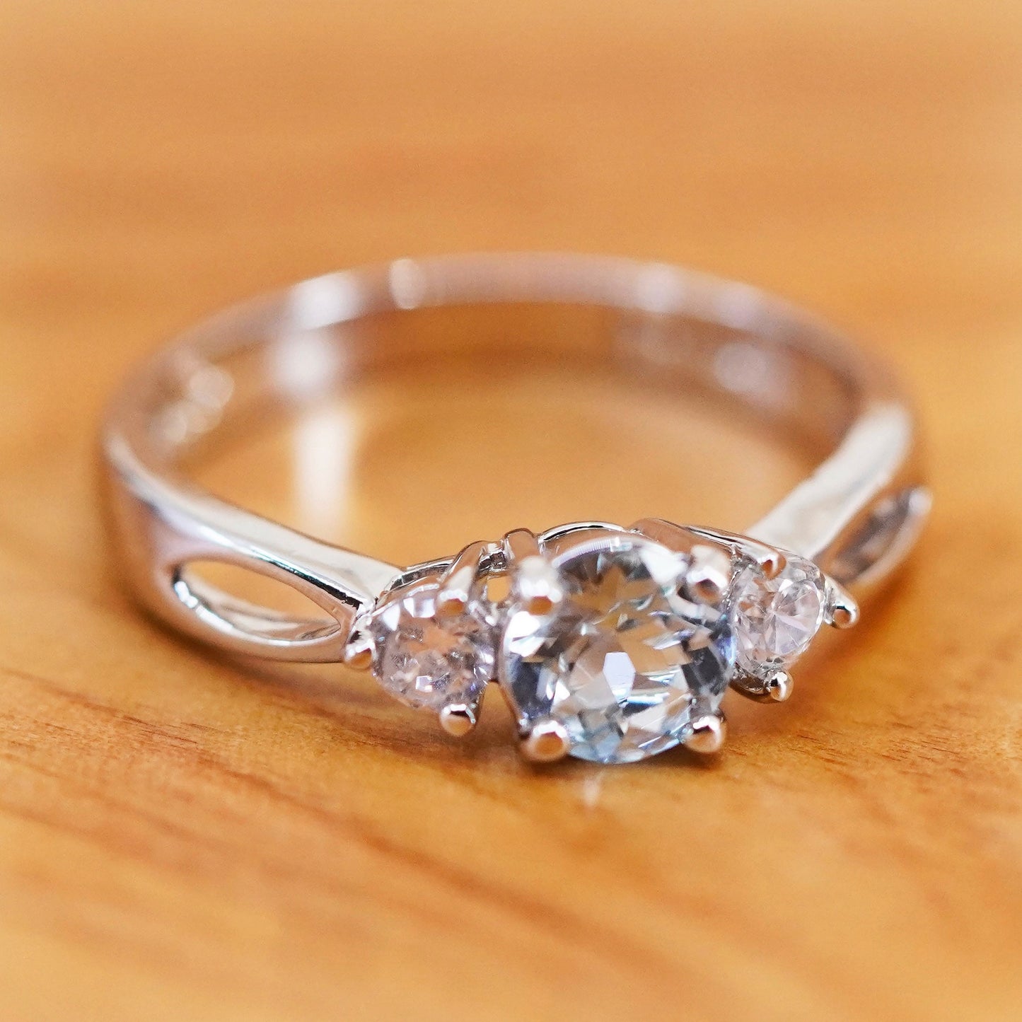 Size 7, vintage Sterling silver handmade ring, 925 engagement band with cz