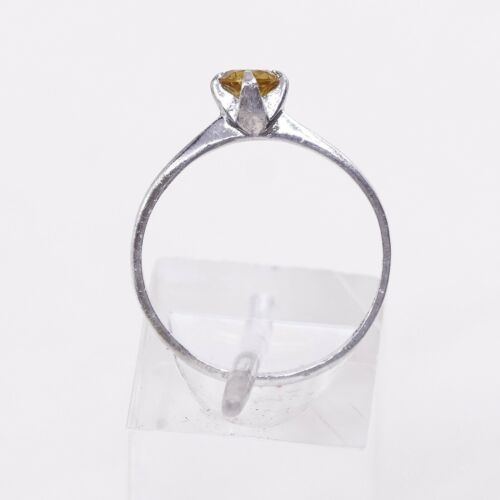Sz 7.75, Vtg ESPO Sterling Silver handmade Ring, 925 Silver W/ citrine