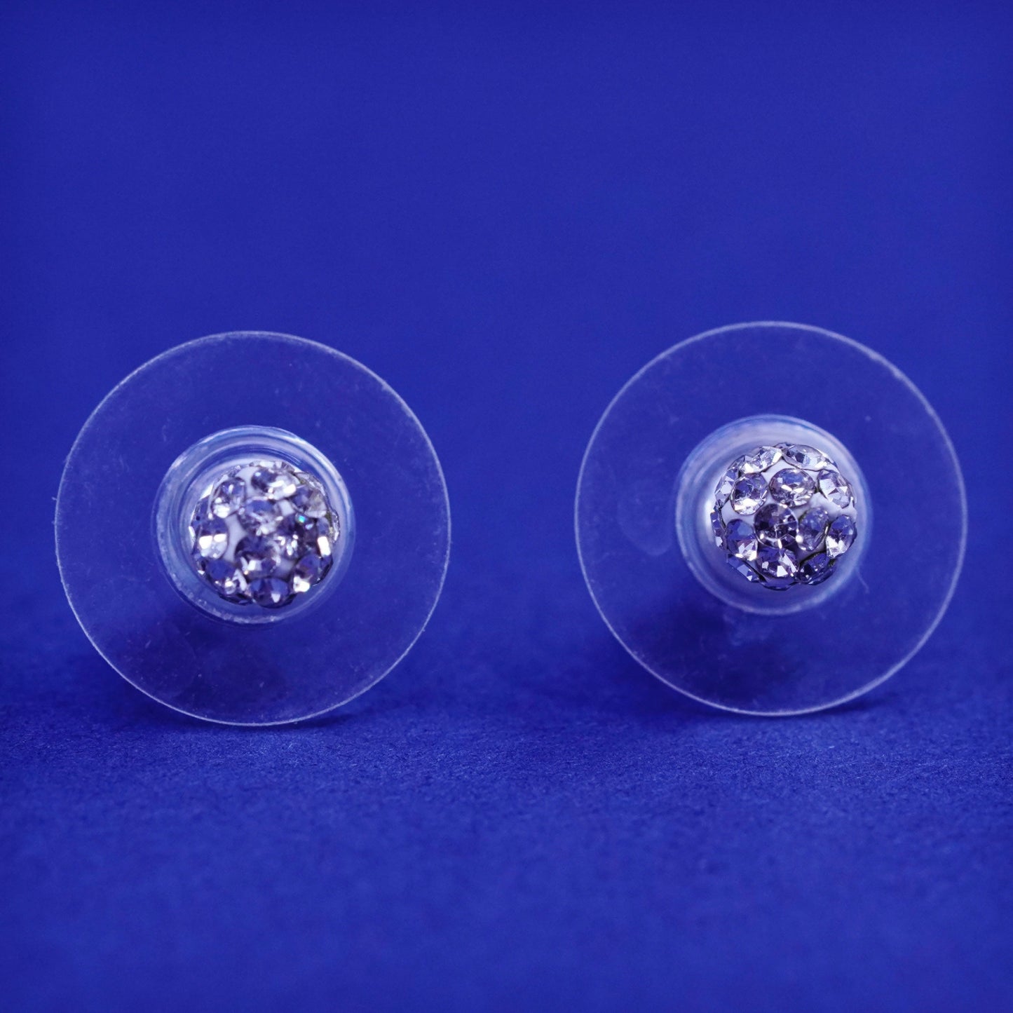 4mm, Vintage sterling silver handmade earrings, round 925 studs with cluster CZ