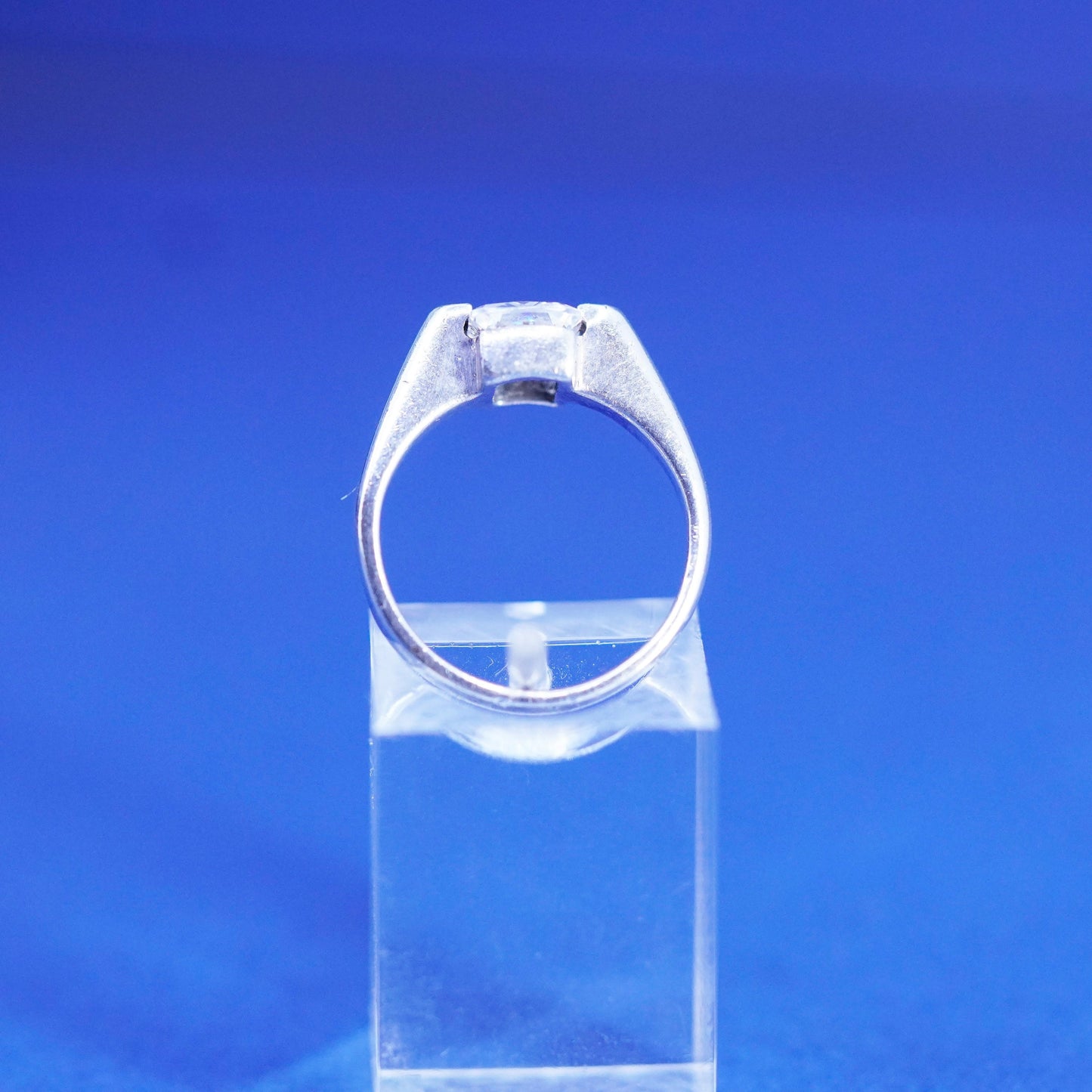 Size 5.75, vintage Sterling 925 silver handmade engagement ring with cz