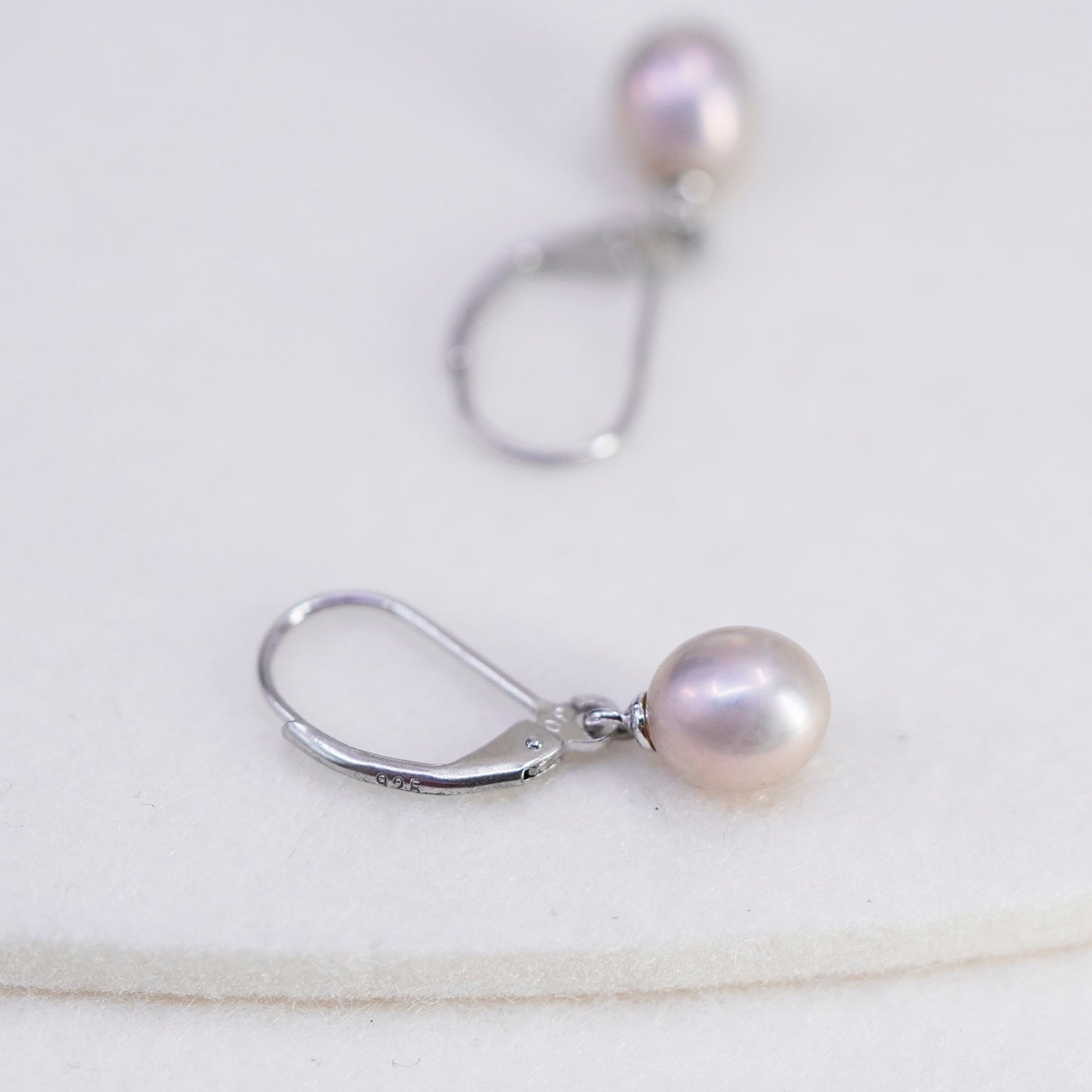 Vintage Sterling 925 silver handmade earrings with freshwater pearl