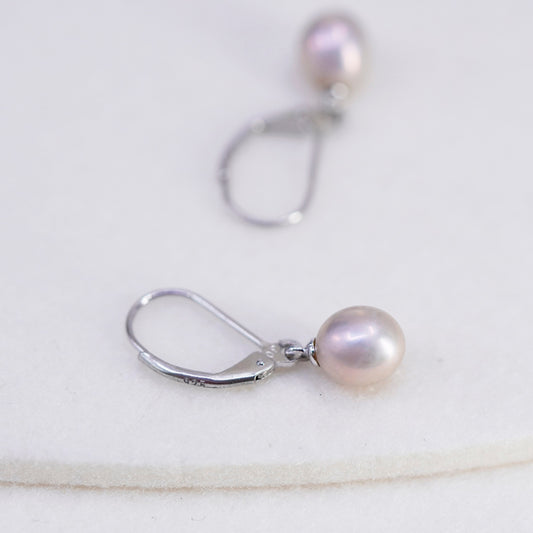 Vintage Sterling 925 silver handmade earrings with freshwater pearl