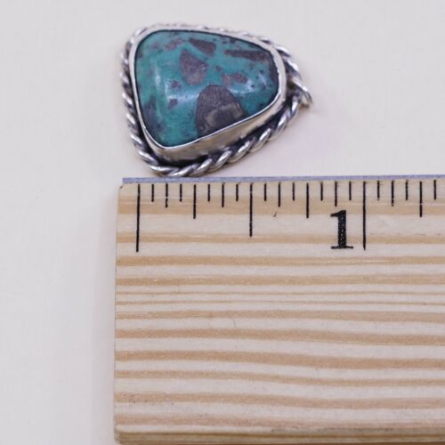 Vtg Native Alerocan Sterling 925 Silver Navajo Pendant W/ Candelaria Turquoise