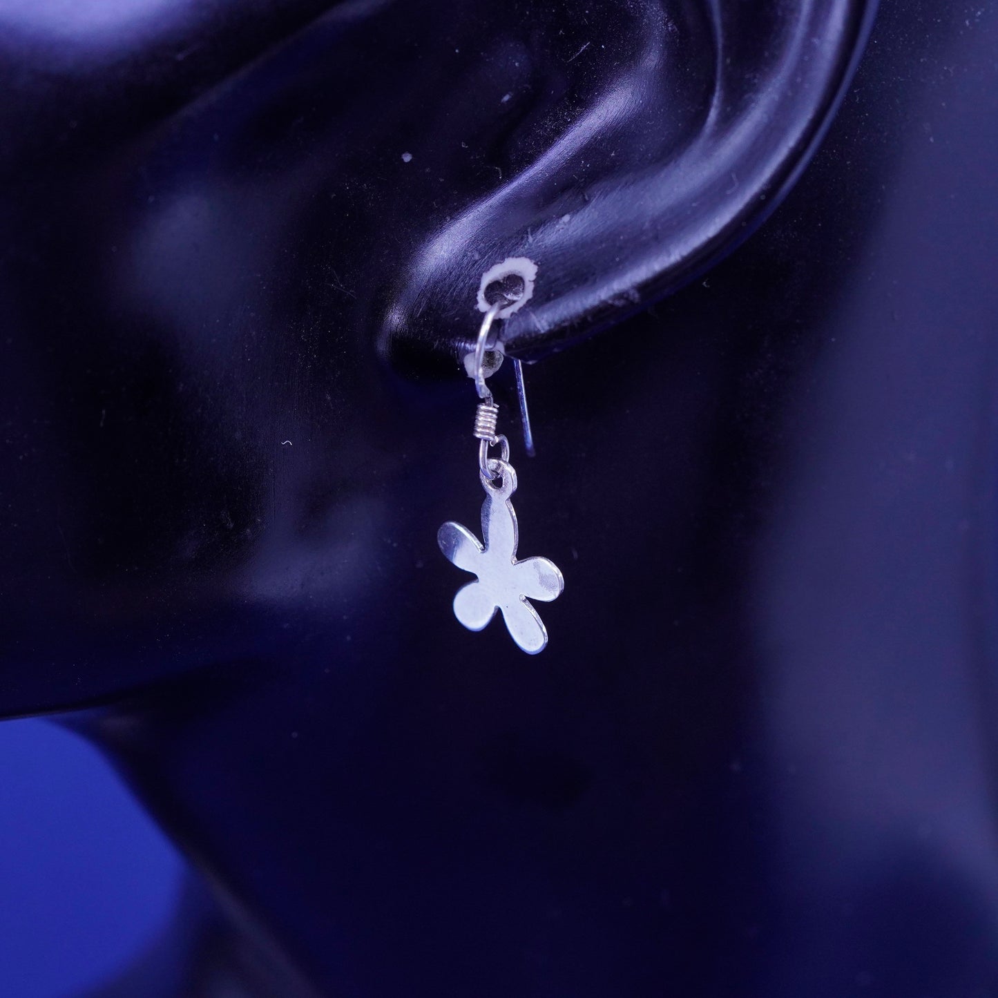Vintage Sterling silver handmade earrings, 925 flower drops