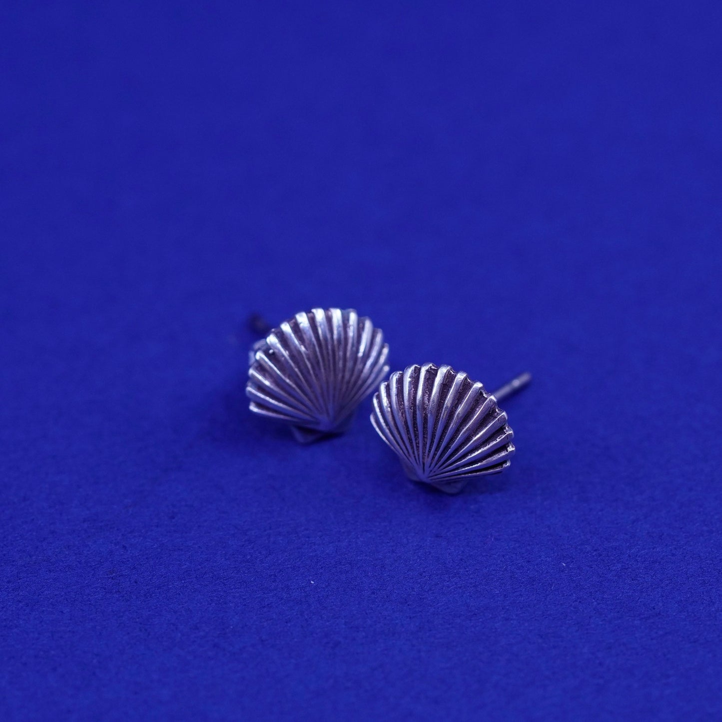 Vintage sterling silver handmade earrings, 925 shell studs