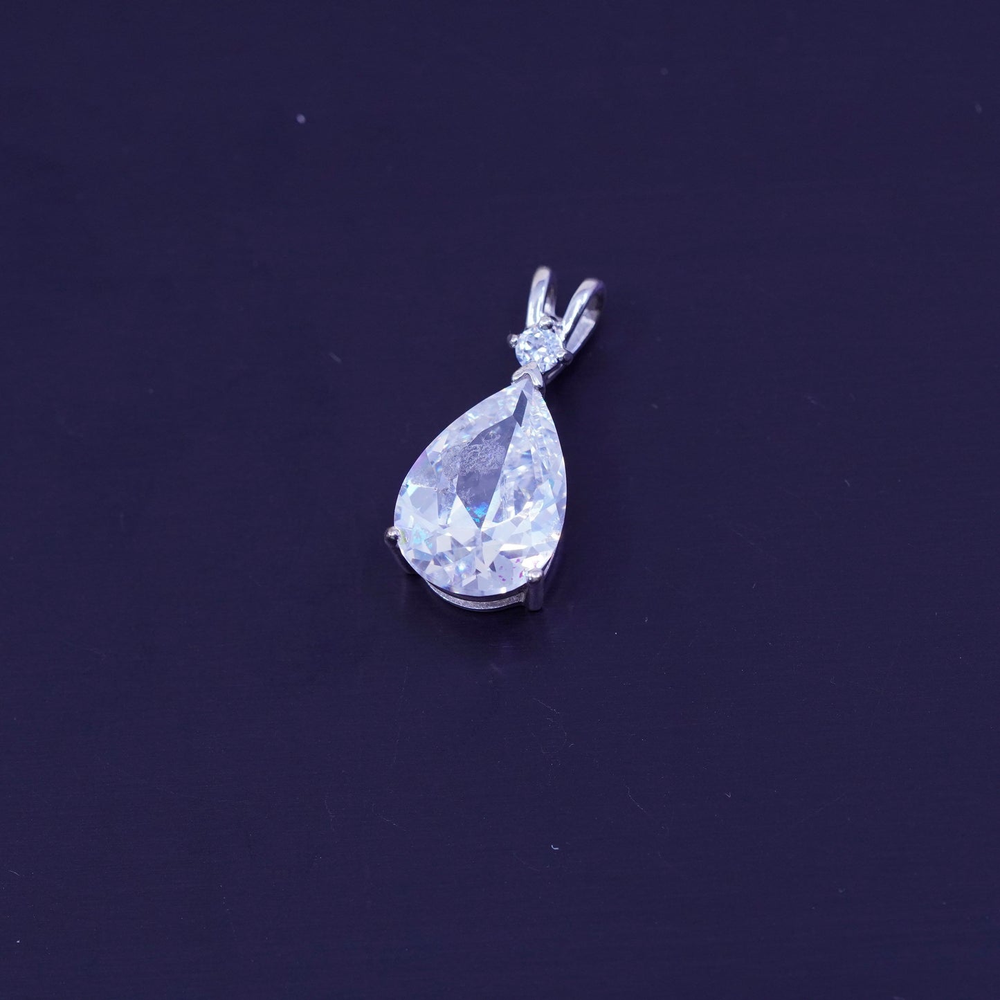 antique sterling 925 silver pendant with teardrop Cz