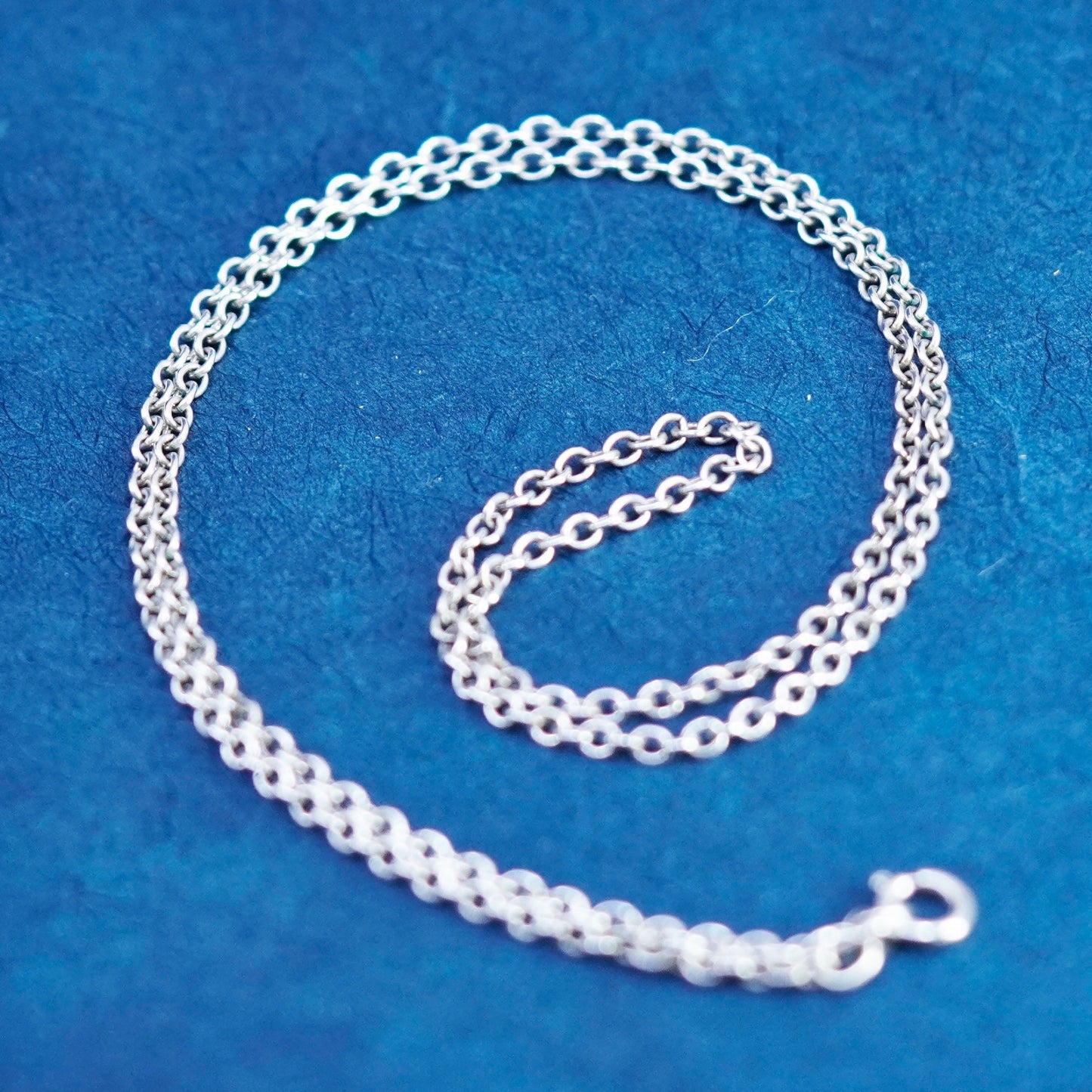 19”, 1mm, vintage Italian Sterling silver handmade necklace, 925 circle chain