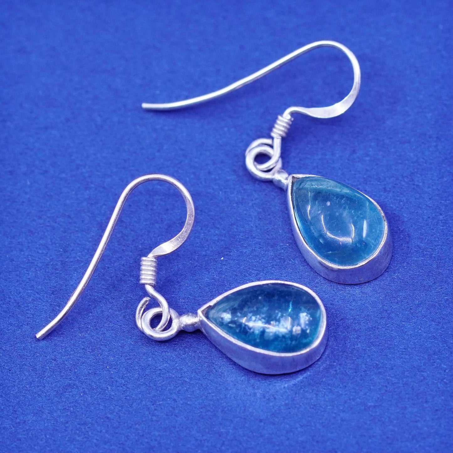 vtg sterling 925 silver handmade earrings with teardrop grape stone prehnite