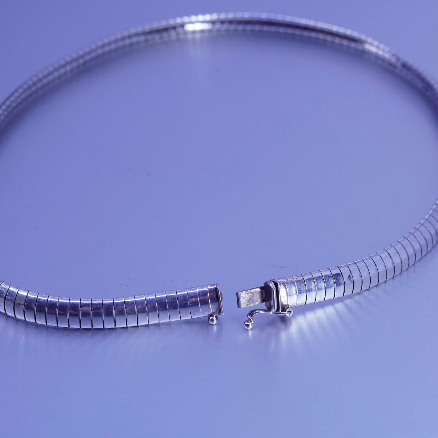 17” 8mm, vintage Italy 925 silver omega chain necklace