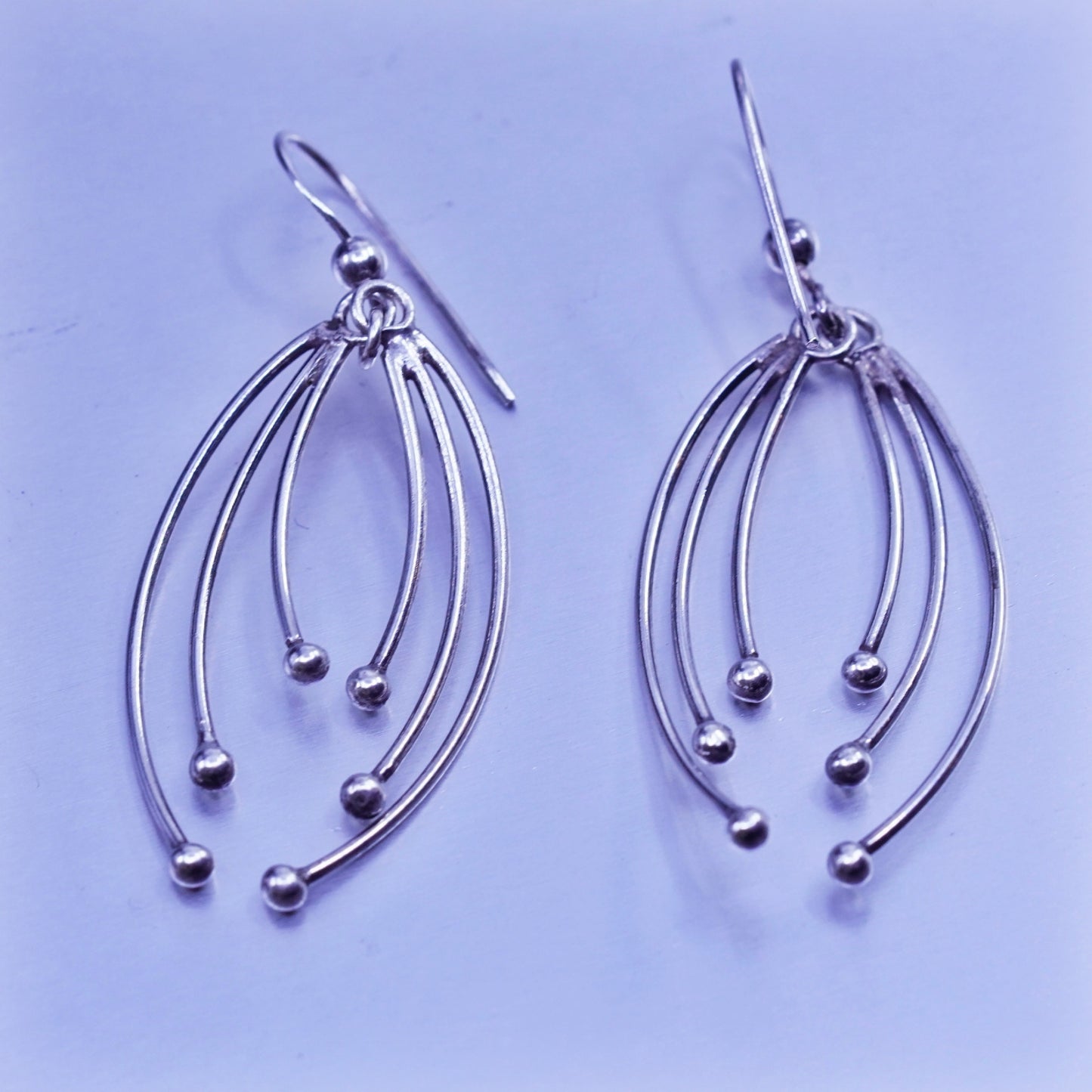Vintage Sterling 925 silver teardrop beads earrings
