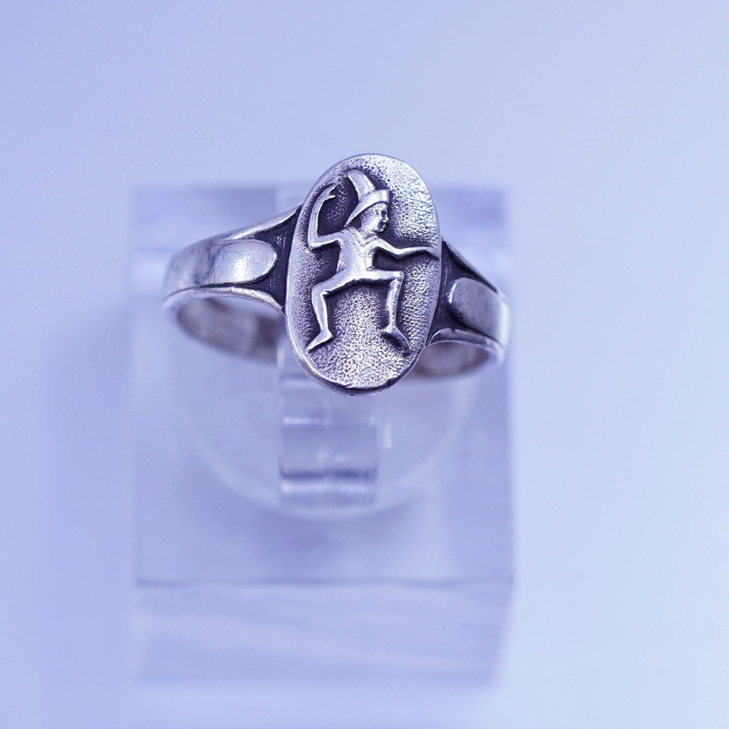 Size 4, Sterling silver handmade ring, 925 Camp Fire Girl Wood Gatherers band