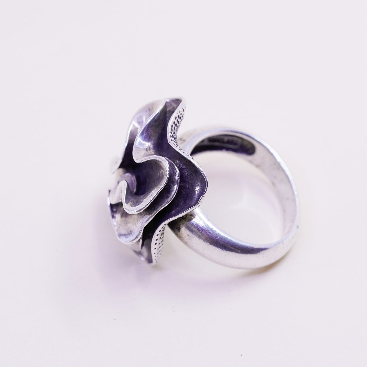 Size 10.5, Silpada Sterling Silver Ruffle Ring, 925 Blooming Flower Ring, R1809
