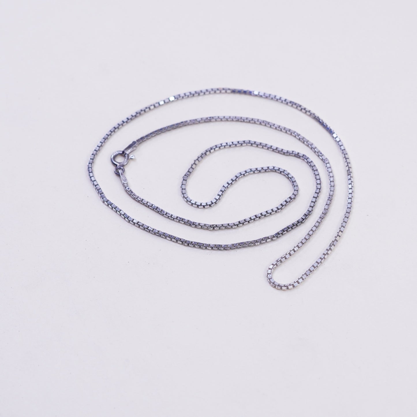 20”, 1mm, Vintage sterling silver Italy 925 silver box chain, necklace